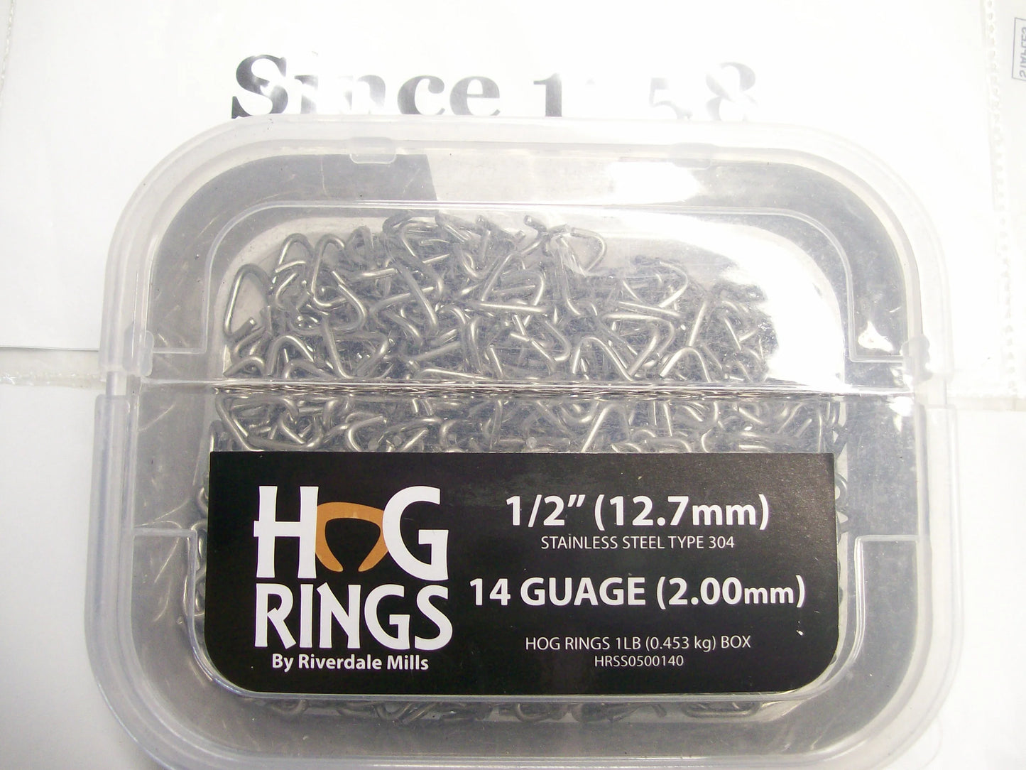 Stainless Steel Bulk Hog Rings 14 gauge One Pound Tub Blunt Tip 3/8, 1/2 or 3/4 inch ( Pick Your Size )