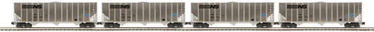 ETA Late Spring 2025 MTH Premier # 20-92391 ( 4-Car)  Coke Hopper Car Set - Norfolk Southern (Plated)