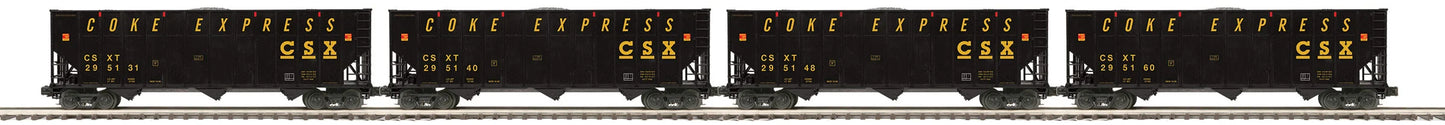 ETA Late Spring 2025 MTH Premier # 20-92395 ( 4-Car) CSX O Scale Coke Hopper Car Set