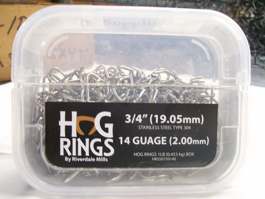 Stainless Steel Bulk Hog Rings 14 gauge One Pound Tub Blunt Tip 3/8, 1/2 or 3/4 inch ( Pick Your Size )