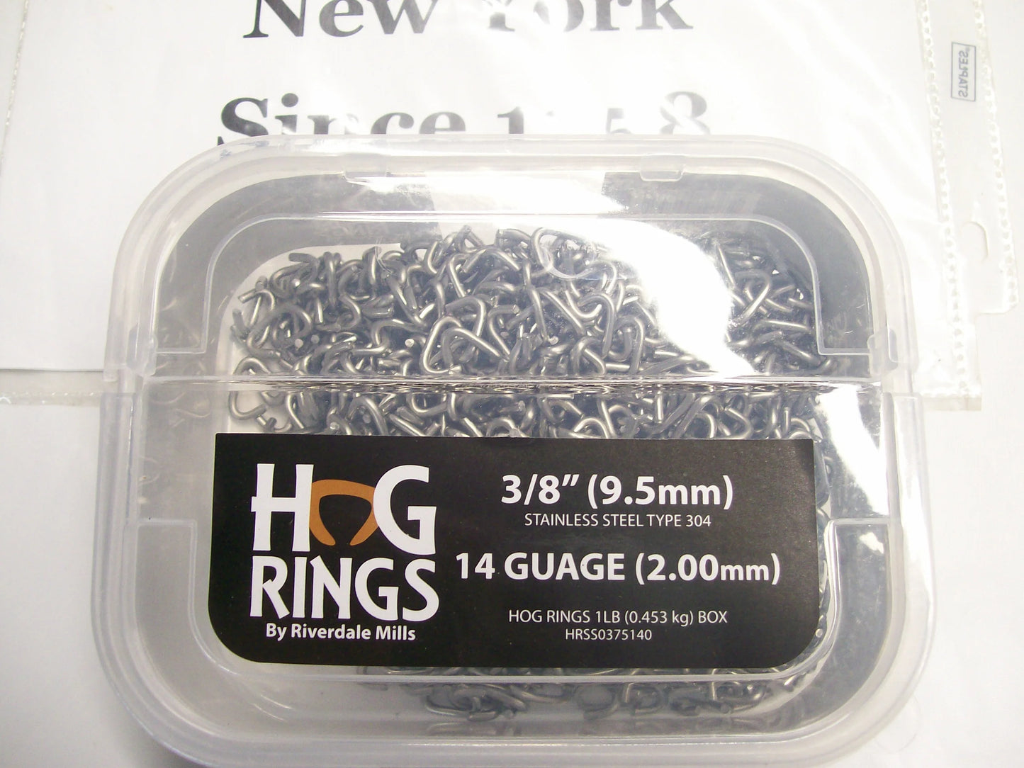 Stainless Steel Bulk Hog Rings 14 gauge One Pound Tub Blunt Tip 3/8, 1/2 or 3/4 inch ( Pick Your Size )