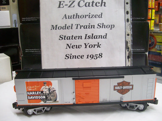 Brand New MTH # 30-4120-A Railking O Gauge ( Harley Davidson Single door Box Car ) Rd # 1947-48