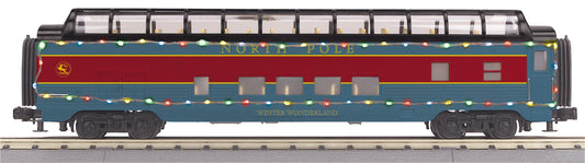 In Stock MTH Railking North Pole 60’ Streamlined Full-Length Vista Dome Car w/LED Lights