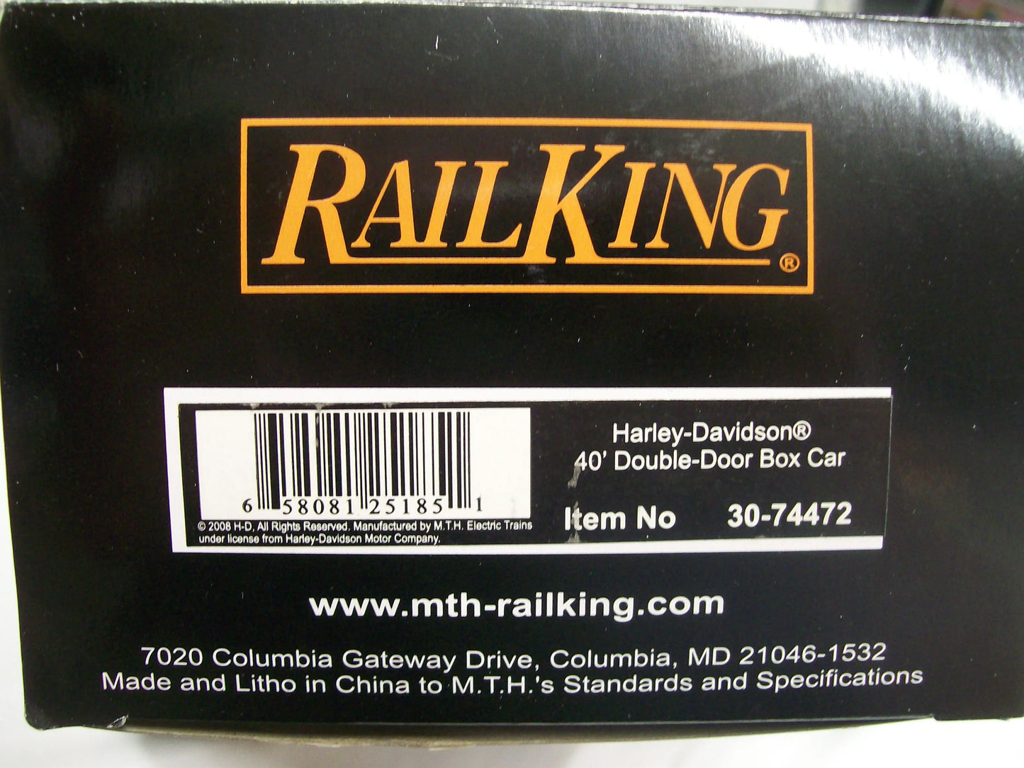 Brand New MTH Railking # 30-74472 40' Double Door Box Car - Harley-Davidson Car No. 1933