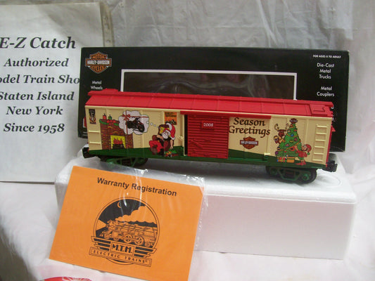 MTH RAILKING # 30-74498 Box Car  Harley-Davidson (Merry Christmas) Car No. 2008