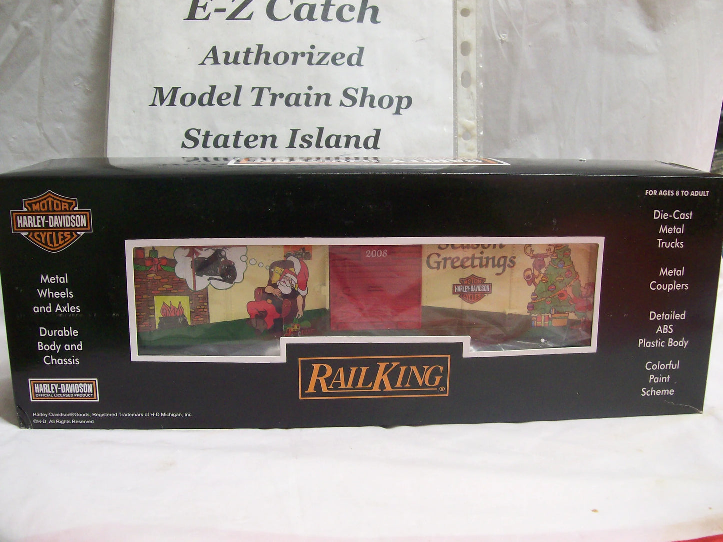 MTH RAILKING # 30-74498 Box Car  Harley-Davidson (Merry Christmas) Car No. 2008