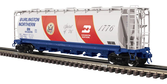 In Stock  Atlas O # 3001446 HOPPER BURLINGTON NORTHERN 6-Bay BICENTENNIAL ROAD # 443056 (WHITE/RED/BLUE) - 3RL