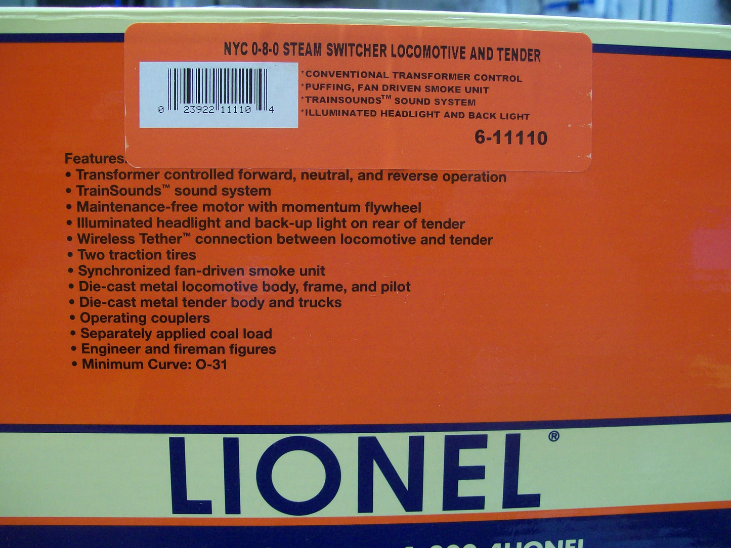 Brand New Lionel # 6-11110 New York Central Conventional USRA 0-8-0 Steam Switcher #7805