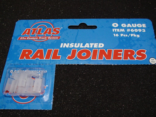 ATLAS O GAUGE # 6093  INSULATED  NYLON RAIL JOINERS ( 16 Per Pack ) For Atlas Track Only