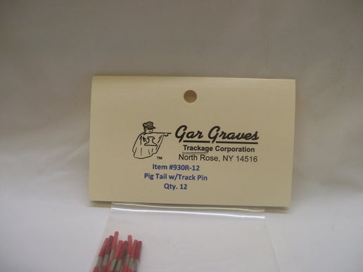 Gar Graves # 930R-12 ( Pack of 12 ) 8 Inch Red  Pig Tails with Track Pin..