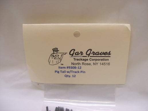 Gar Graves # 930B-12 ( Pack of 12 ) 8 Inch Black Pig Tails with Track Pin..