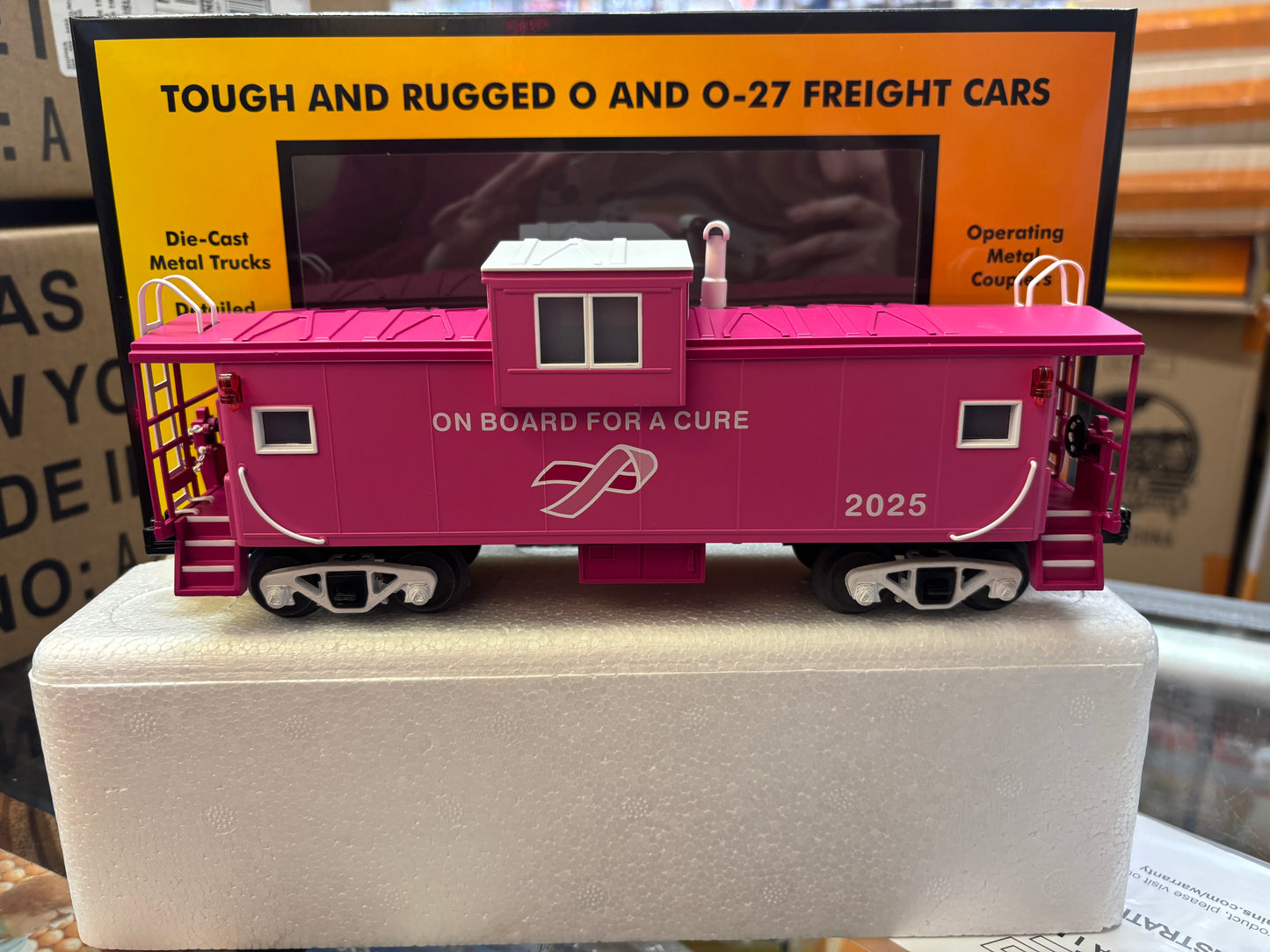 In Stock ( E-Z Catch Custom Cancer Awareness ) MTH Extended Vision Caboose