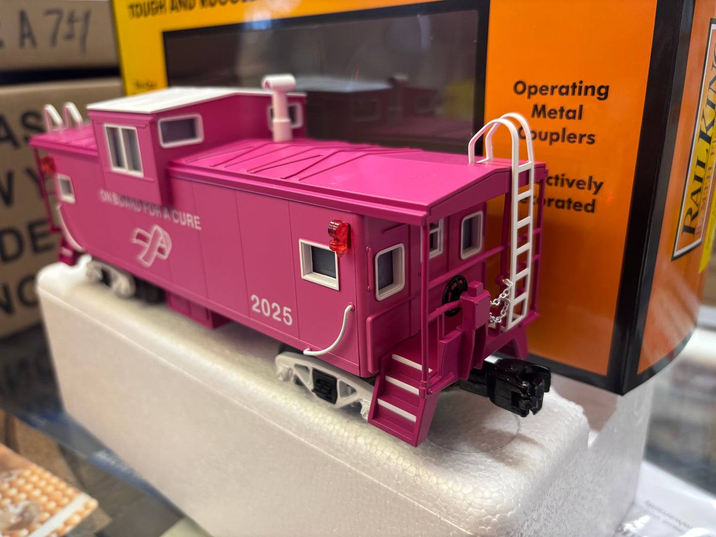 In Stock ( E-Z Catch Custom Cancer Awareness ) MTH Extended Vision Caboose