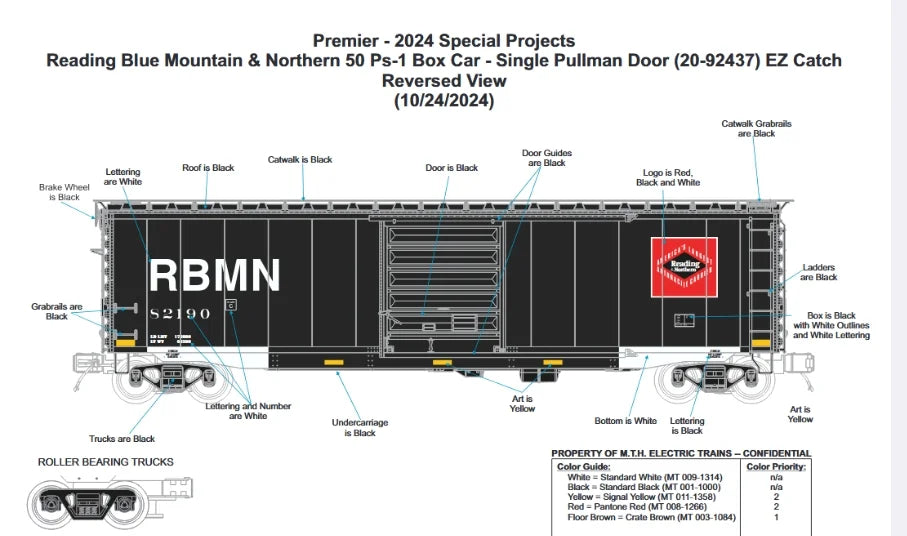 ETA April / May 2025 ( E-Z Catch Exclusive ) MTH 6-CAR PREMIER RBM&N 50' PS-1 Box Car Set