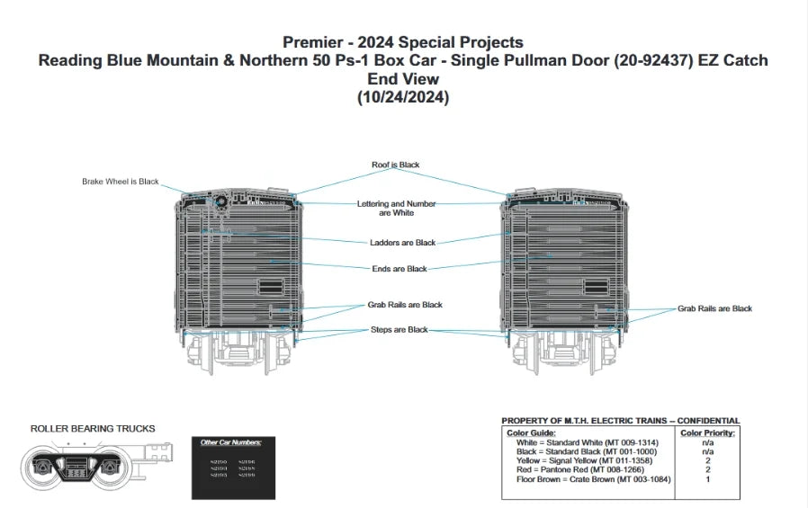 ETA April / May 2025 ( E-Z Catch Exclusive ) MTH 6-CAR PREMIER RBM&N 50' PS-1 Box Car Set