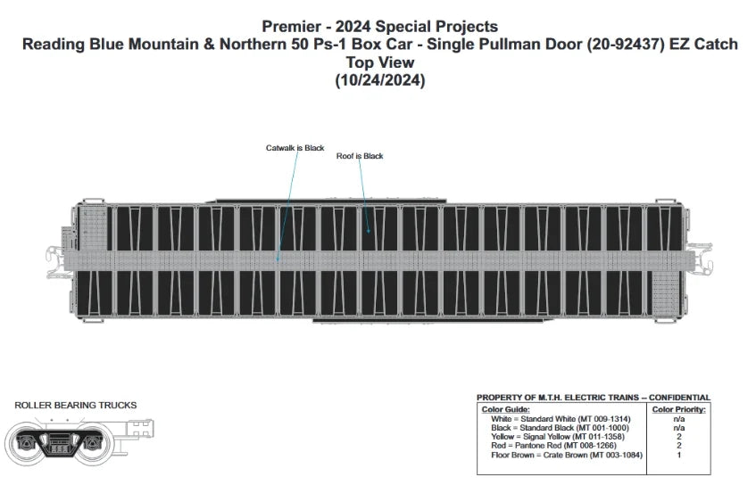 ETA April / May 2025 ( E-Z Catch Exclusive ) MTH 6-CAR PREMIER RBM&N 50' PS-1 Box Car Set