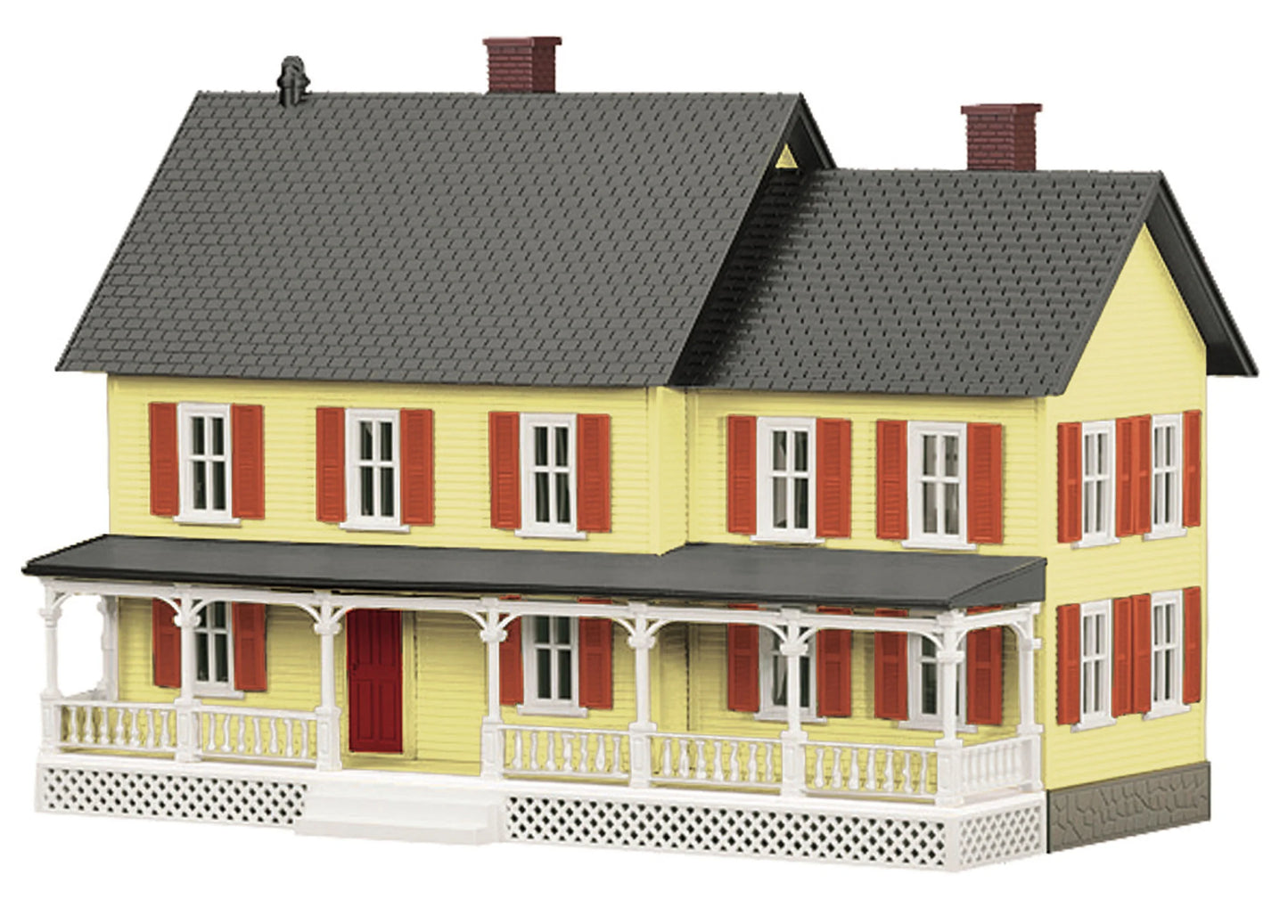 MTH Railking O Gauge # 30-90186 ( Lighted  Country House - Yellow with Red Shutters