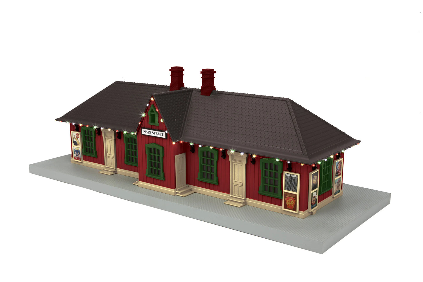 MTH Railking # 30-90641 ( Christmas Main Street Passenger Station with LED Christmas Lights