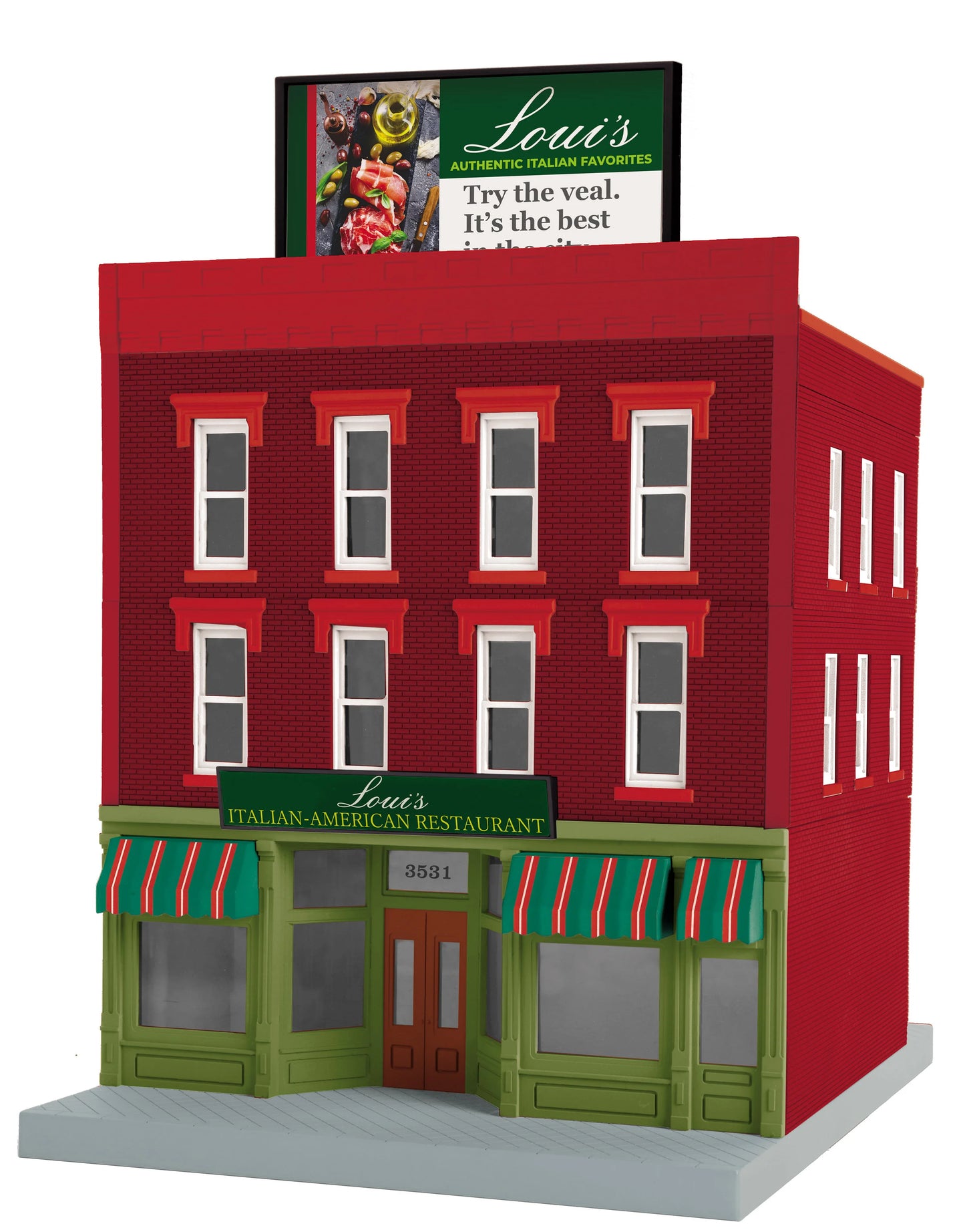 MTH Railking # 30-90657 ( 3-Story City Building )  - Louie’s Italian-American Restaurant