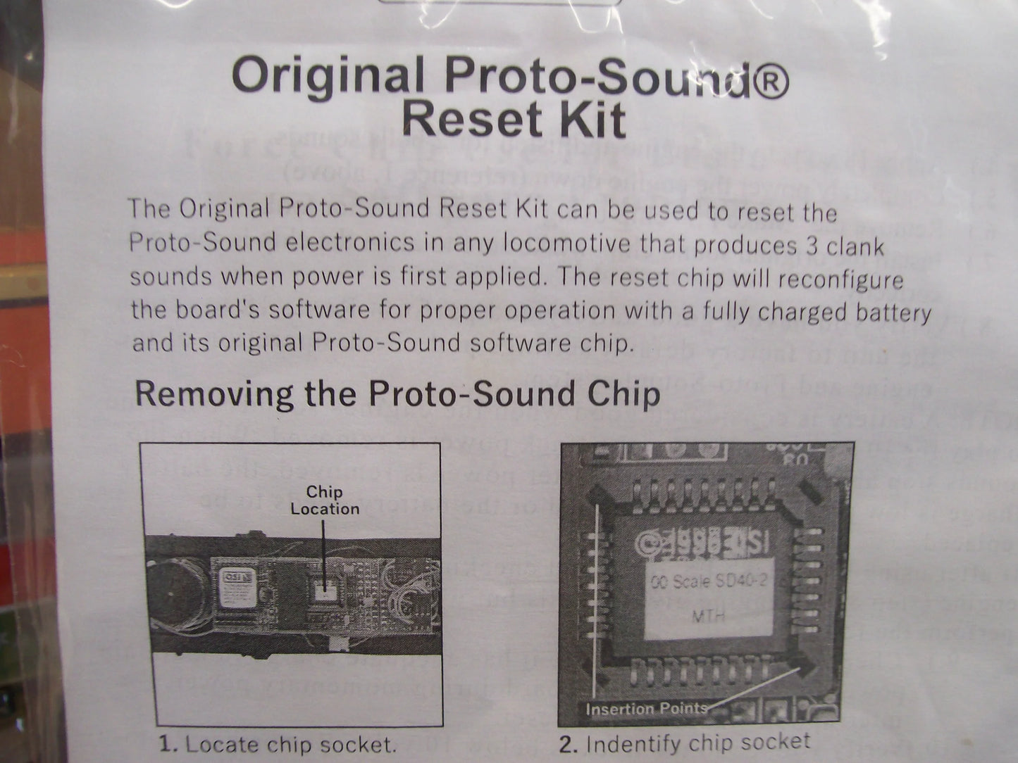 MTH # 50-1023 ( Protosound One Re-Set Kit ) Contains Make PS Chip, Battery & Chip Puller )