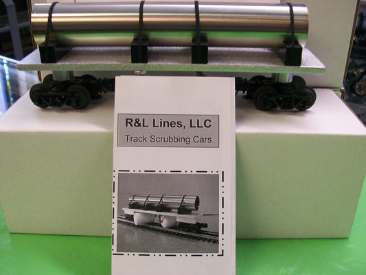 O Gauge Metal Track Cleaning & Scrubbing Car ( R & L Lines) USA Made w/ Rollers