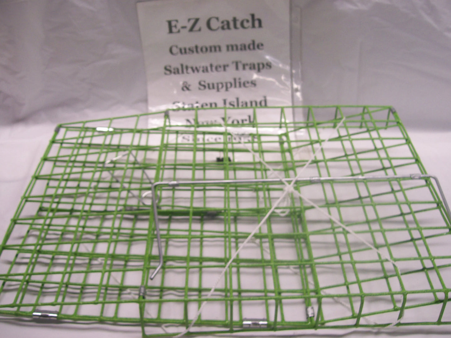 E-Z Catch ( # P-1002 Lime )  Lime Green Fold-A-Way Premium Quality USA Made Two Door Blue Crab Trap