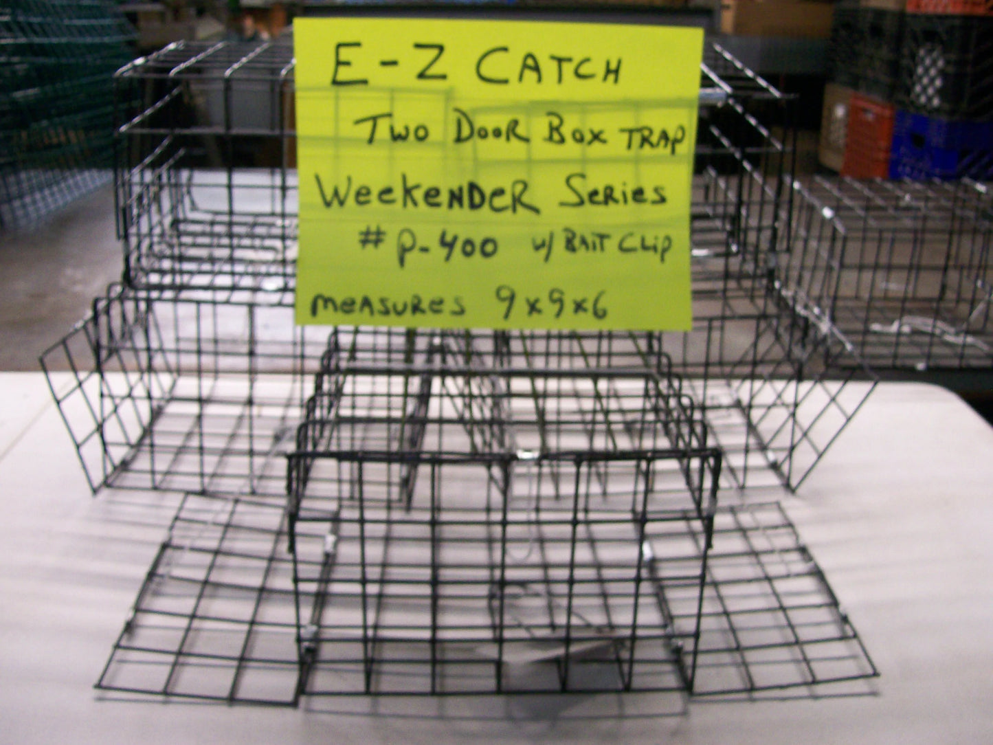 E-Z Catch # P-400-B ( FIVE-PACK ) 2-Door Weekender Series Crab Trap with Bait Clip ( Black )