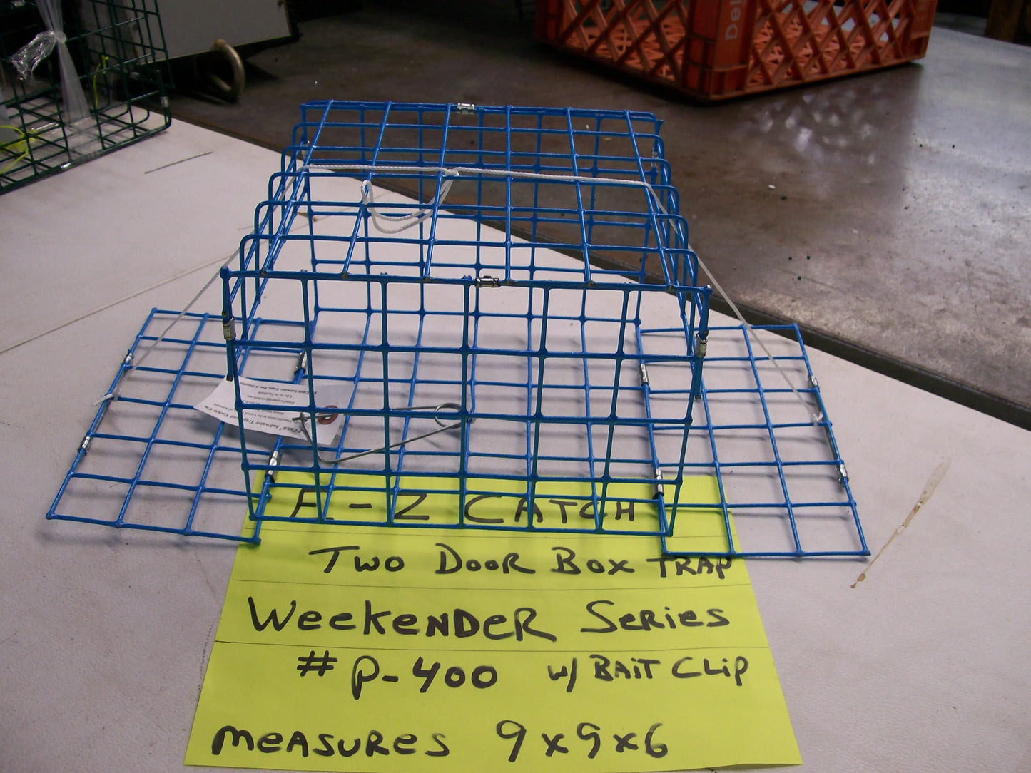 E-Z Catch # P-400-Blue ( TWO DOOR ) Weekender Series Crab Trap with Bait Clip ( Blue )