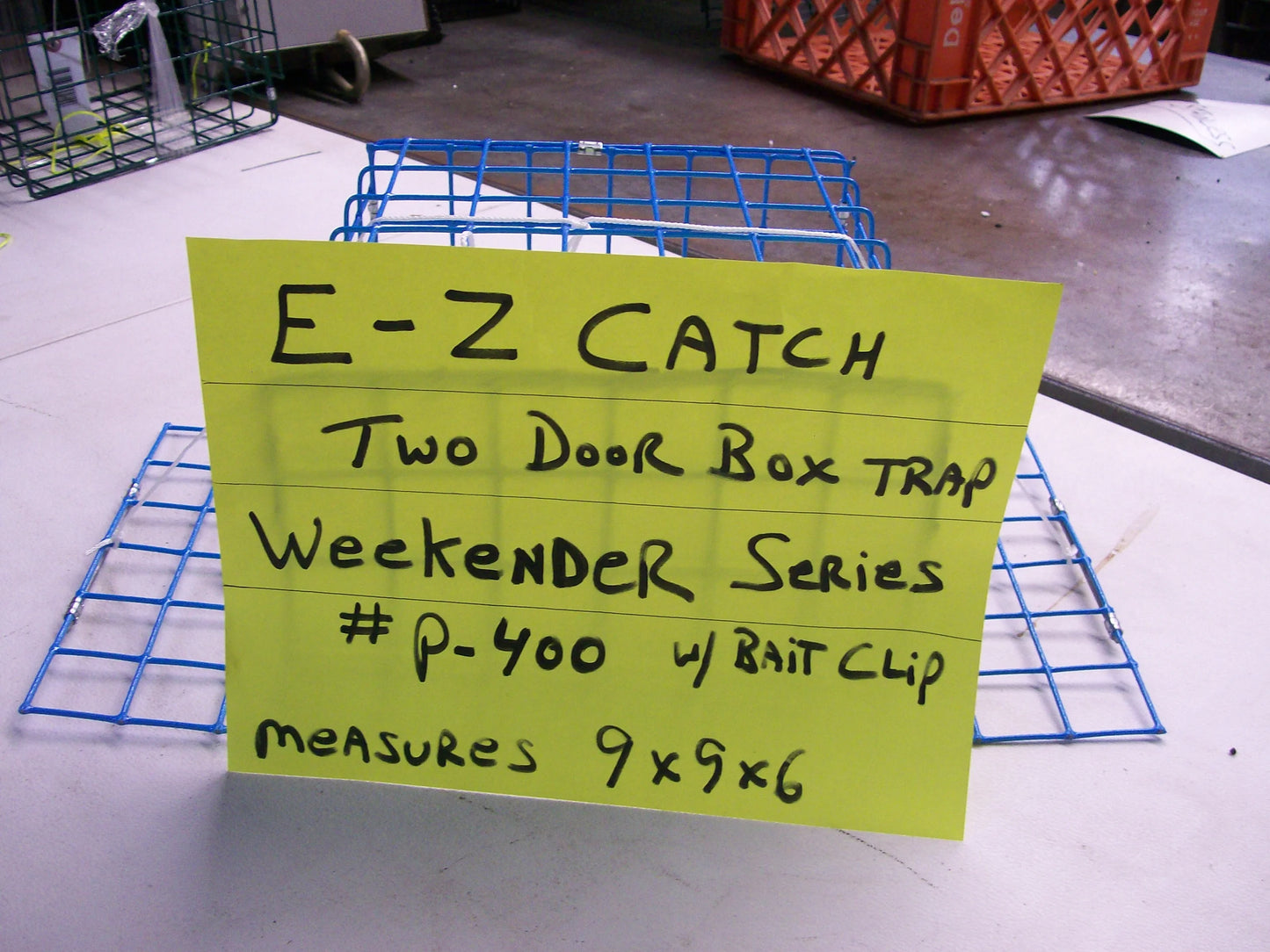 E-Z Catch # P-400-Blue ( TWO DOOR ) Weekender Series Crab Trap with Bait Clip ( Blue )