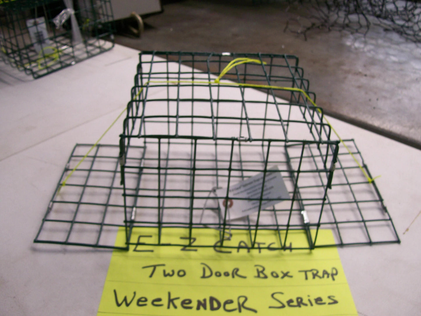 E-Z Catch # P-400-G ( TWO DOOR ) Weekender Series Crab Trap with Bait Clip Green PVC Coated