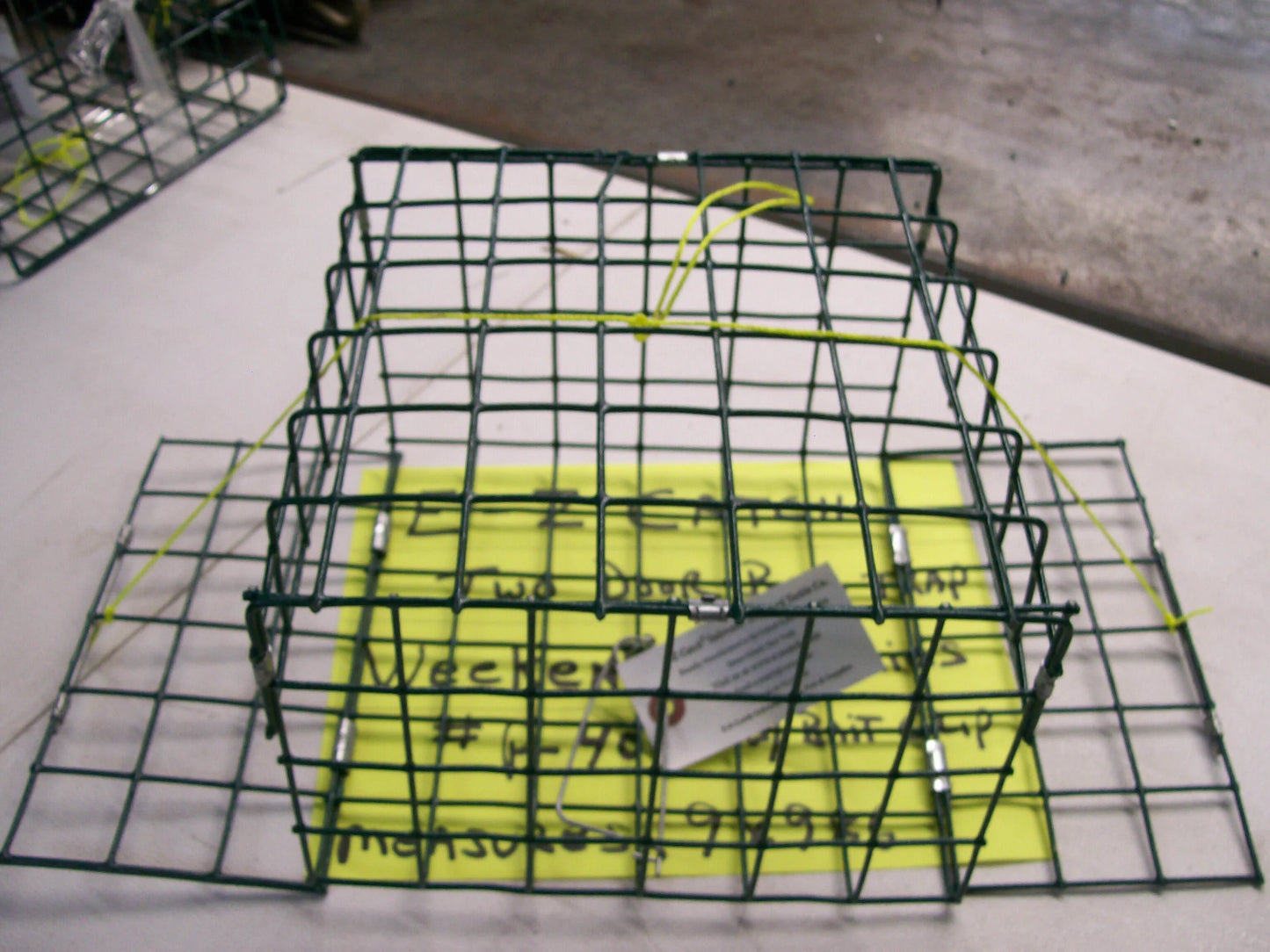 E-Z Catch # P-400-G ( TWO DOOR ) Weekender Series Crab Trap with Bait Clip Green PVC Coated