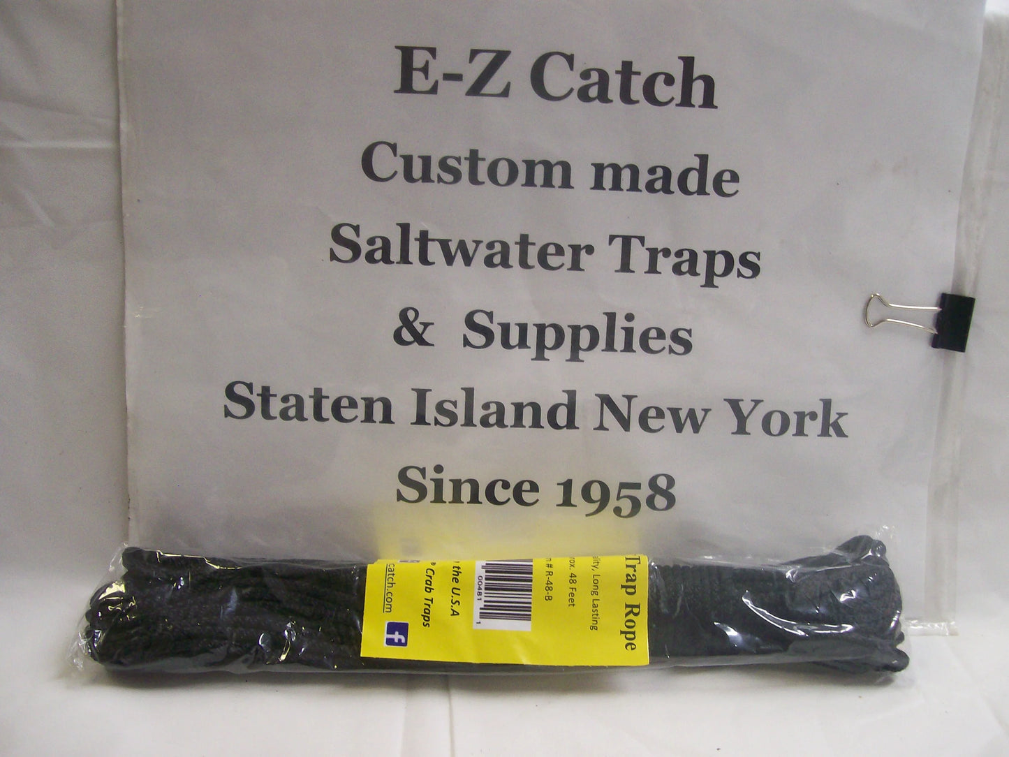 E-Z Catch # R-48-B ( Hanked ) Black Super Soft 48 Foot Crab Trap or Chum Pot Rope..