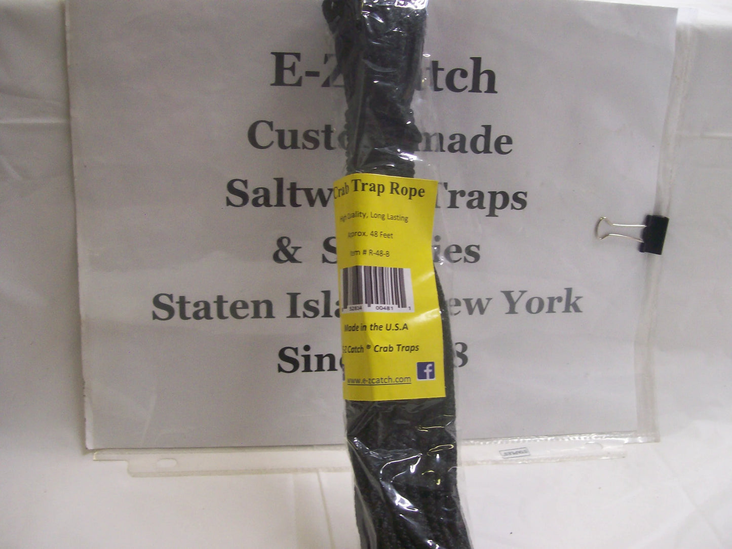 E-Z Catch # R-48-B ( Hanked ) Black Super Soft 48 Foot Crab Trap or Chum Pot Rope..