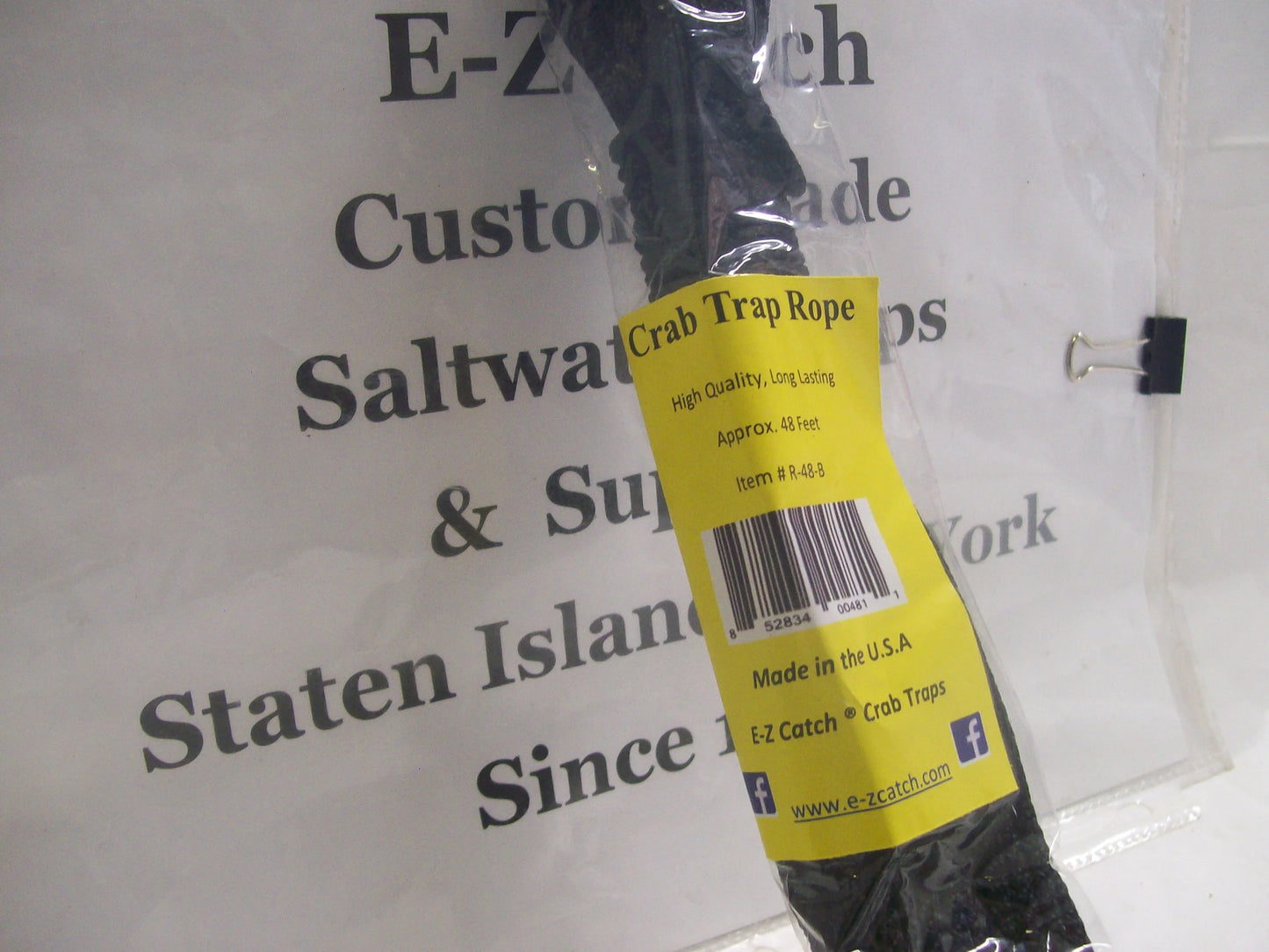 E-Z Catch # R-48-B ( Hanked ) Black Super Soft 48 Foot Crab Trap or Chum Pot Rope..