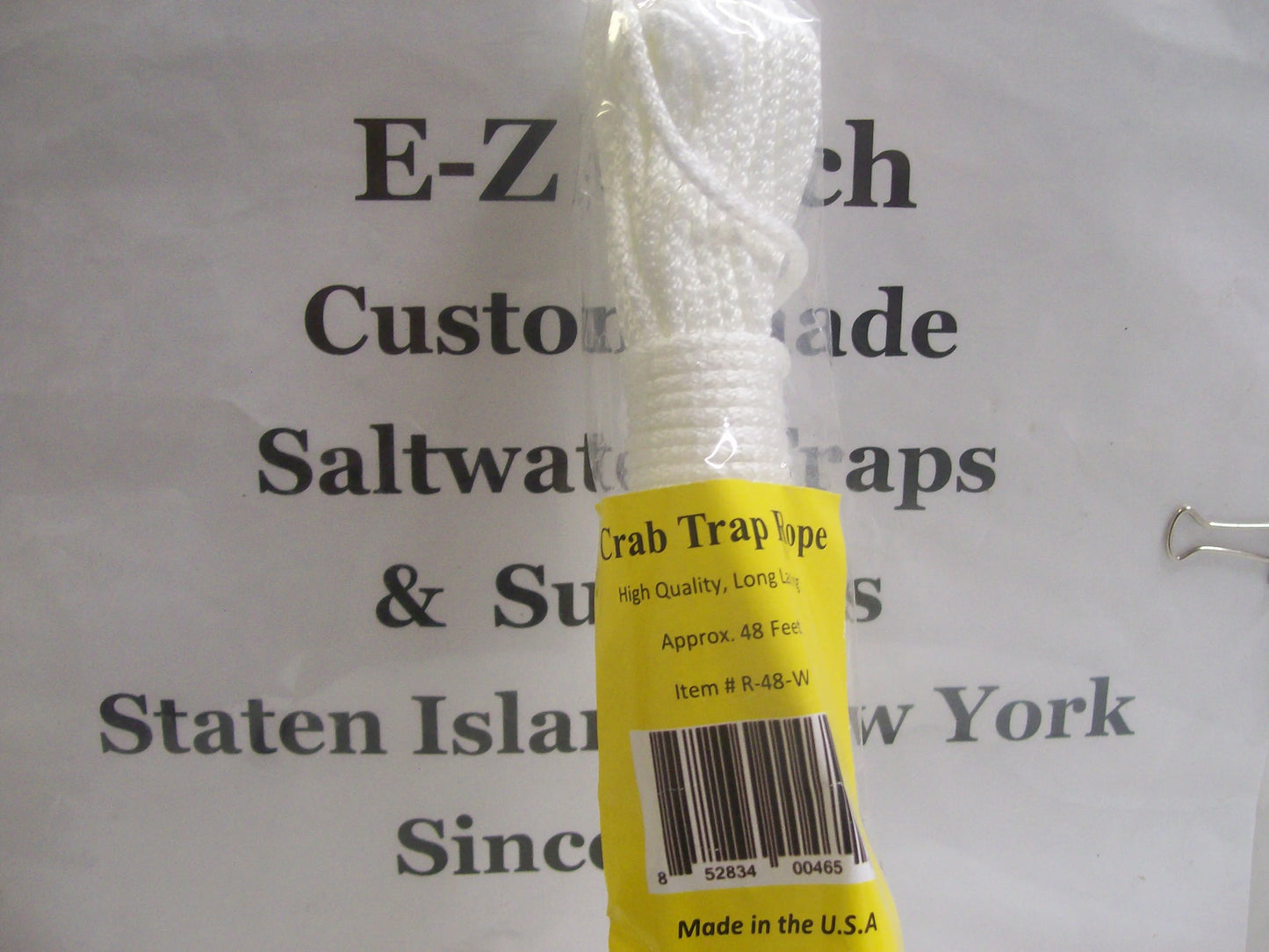 E-Z Catch # R-48-W ( Hanked ) White Super Soft 48 Foot Crab Trap or Chum Pot Rope..