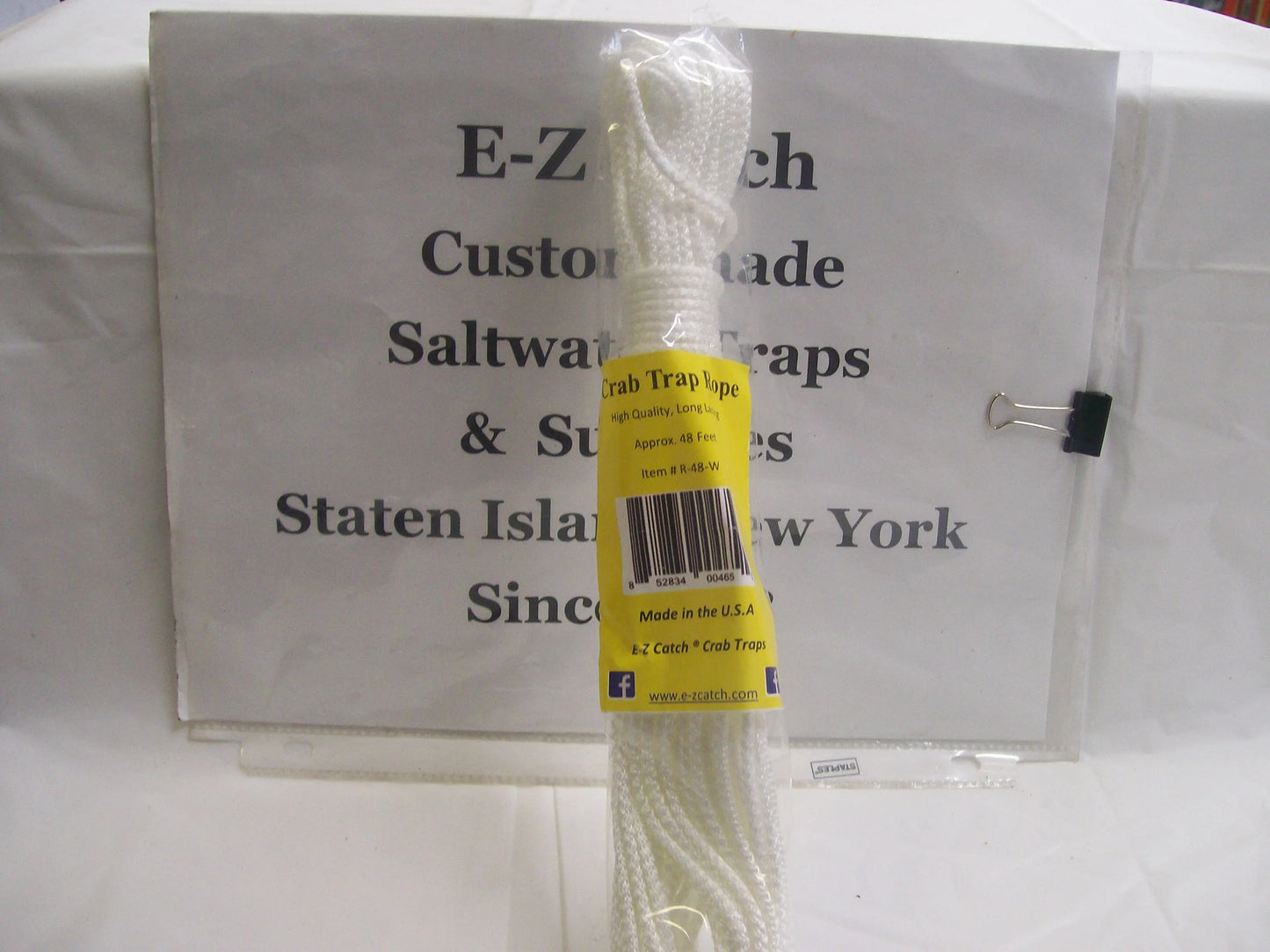 E-Z Catch # R-48-W ( Hanked ) White Super Soft 48 Foot Crab Trap or Chum Pot Rope..