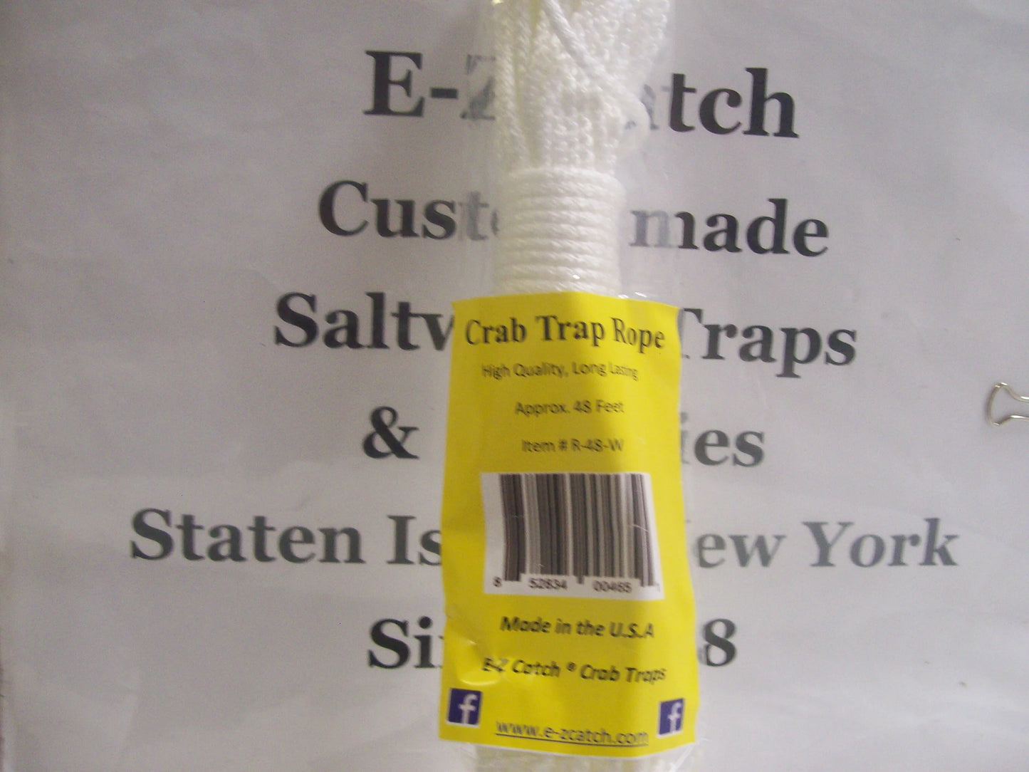 E-Z Catch # R-48-W ( Hanked ) White Super Soft 48 Foot Crab Trap or Chum Pot Rope..