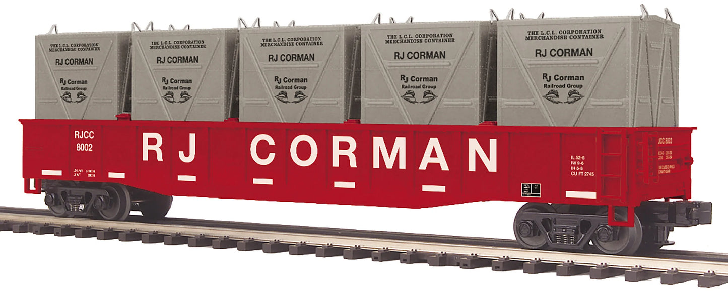 Now in stock ( E-Z Catch Custom Run MTH Premier RJ CORMAN Gondola w/LCL Containers # 8002