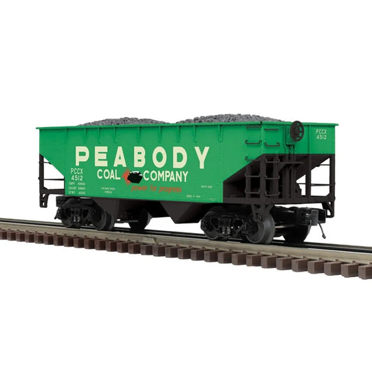 In Stock Atlas O PREMIER 2 BAY OFFSET HOPPER PEABODY COAL (GREEN/YELLOW/RED/WHITE) choose Two Road numbers )