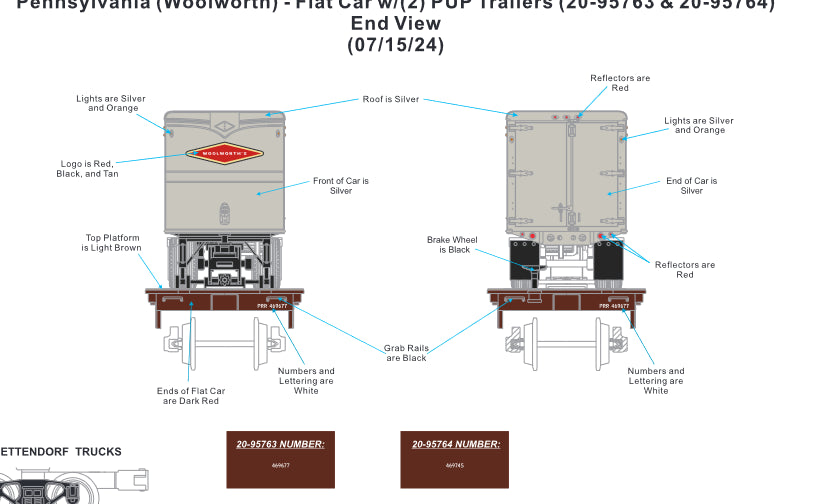 ( SOLD OUT ) ETA Early 2025 MTH Premier ( Woolworth's Pup Trailers on Pennsy Flat Car # 469677